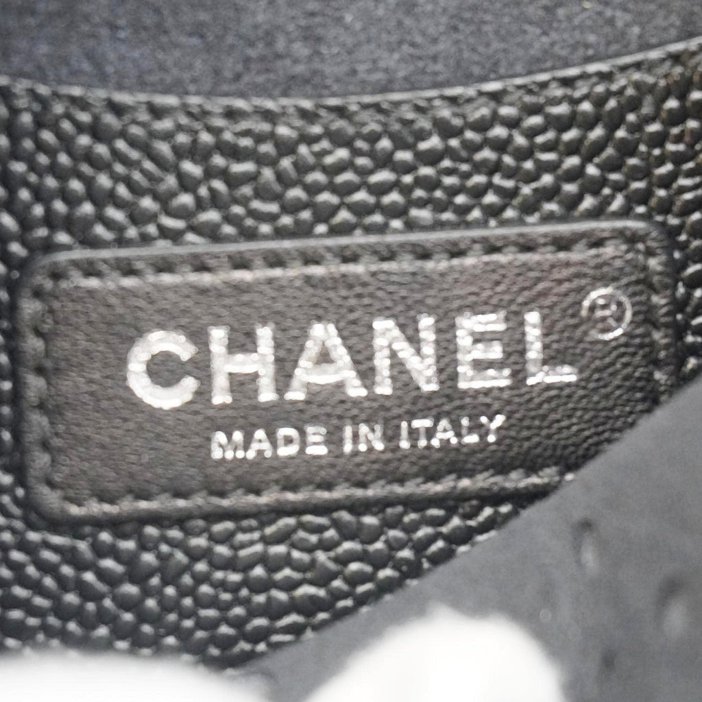 Chanel Perforated Caviar Leather Messenger Bag Navy Blue