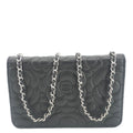 Chanel Camellia Caviar Leather Wallet on Chain Shoulder Bag Black