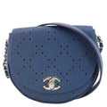 Chanel Perforated Caviar Leather Messenger Bag Navy Blue