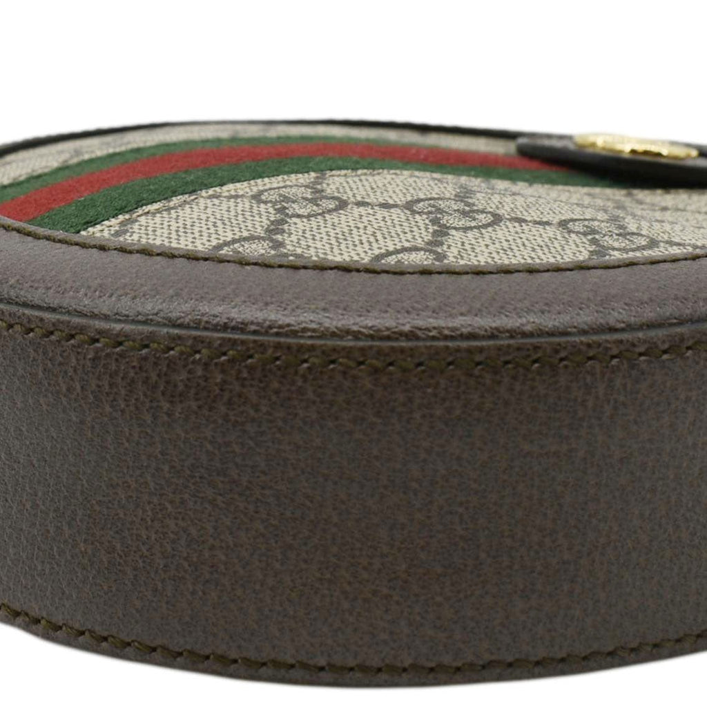 GUCCI Ophidia Mini Gucci Round Supreme Monogram Web Crossbody Bag Beige 550618