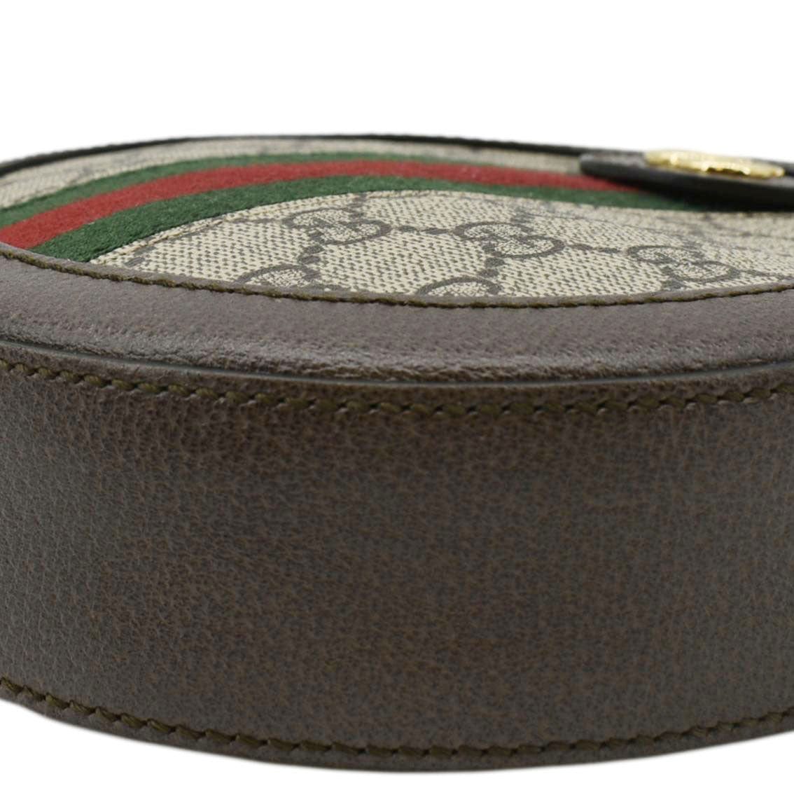 GUCCI Ophidia Mini Gucci Round Supreme Monogram Web Crossbody Bag Beige 550618