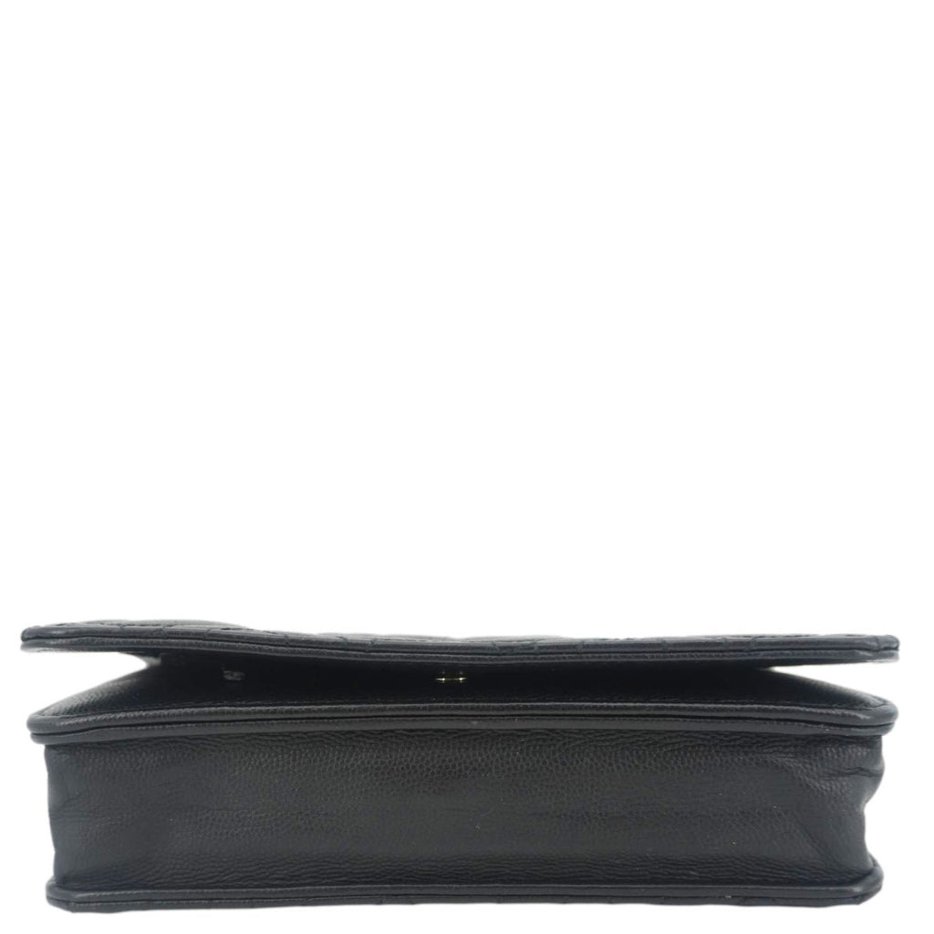 Chanel Camellia Caviar Leather Wallet on Chain Shoulder Bag Black