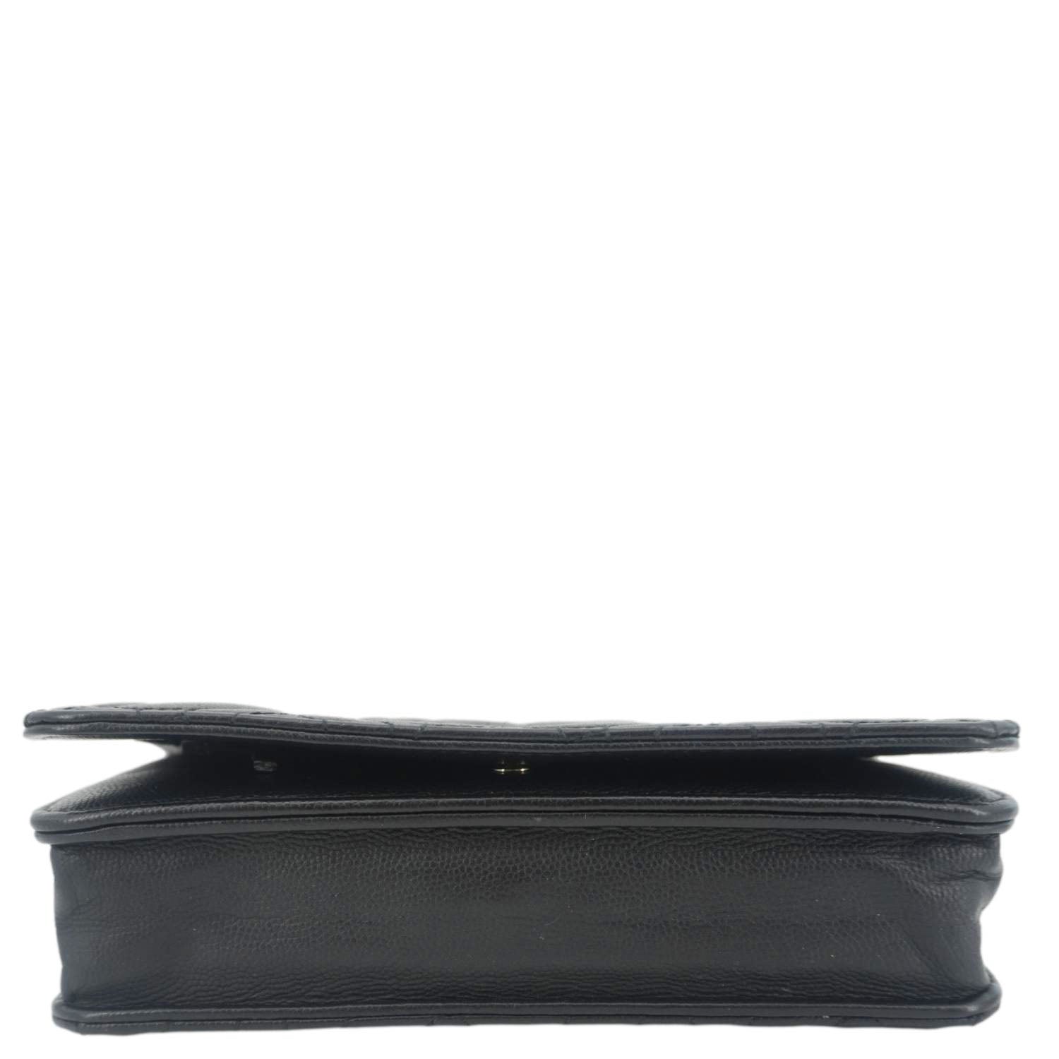 Chanel Camellia Caviar Leather Wallet on Chain Shoulder Bag Black