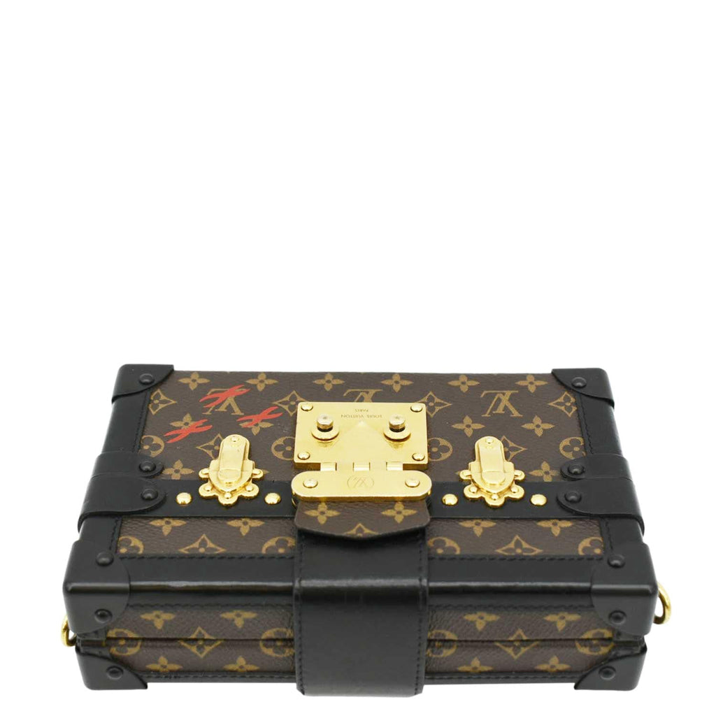 LOUIS VUITTON Petite Malle Monogram Canvas Shoulder Bag Brown