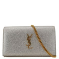 YVES SAINT LAURENT Kate Small Metallic Leather Crossbody Bag Silver