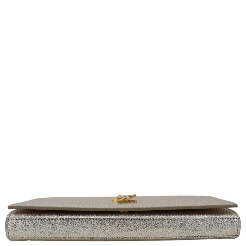 YVES SAINT LAURENT Kate Small Metallic Leather Crossbody Bag Silver