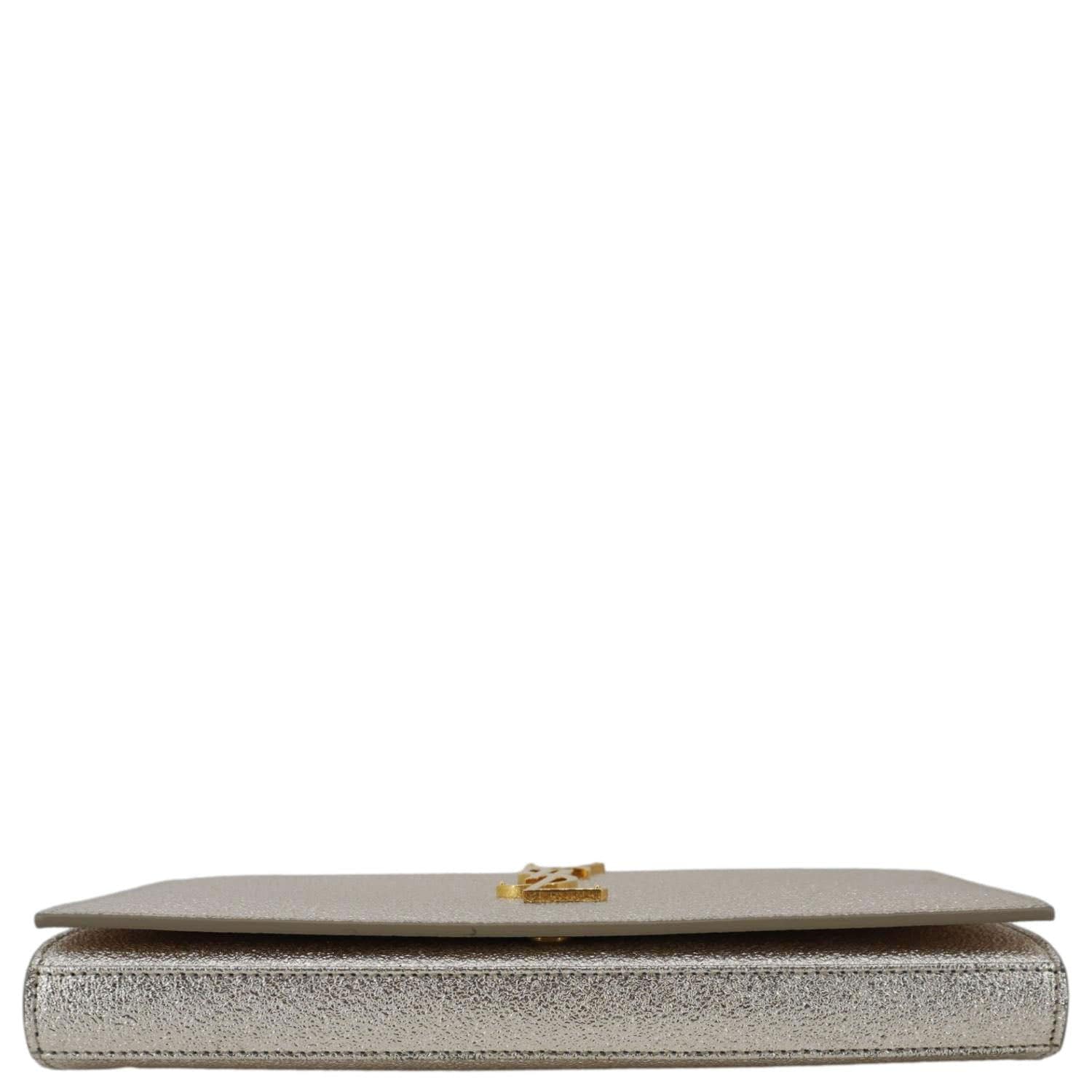 YVES SAINT LAURENT Kate Small Metallic Leather Crossbody Bag Silver