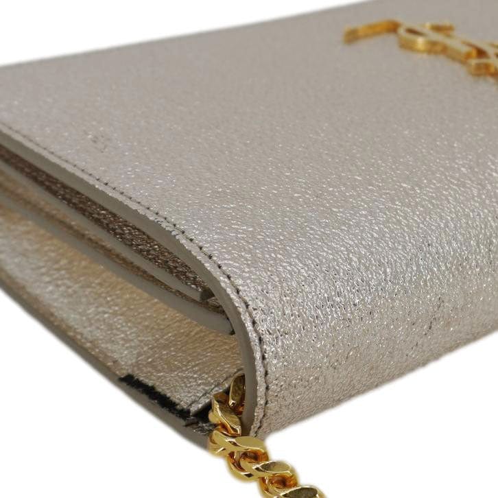 YVES SAINT LAURENT Kate Small Metallic Leather Crossbody Bag Silver