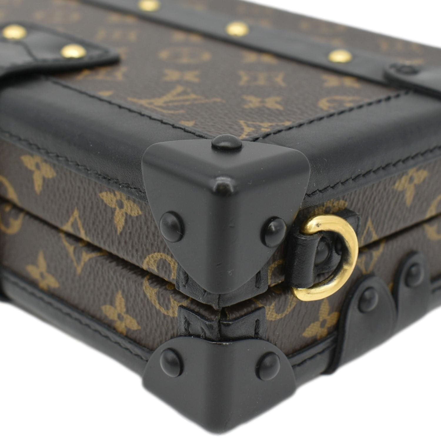 LOUIS VUITTON Petite Malle Monogram Canvas Shoulder Bag Brown