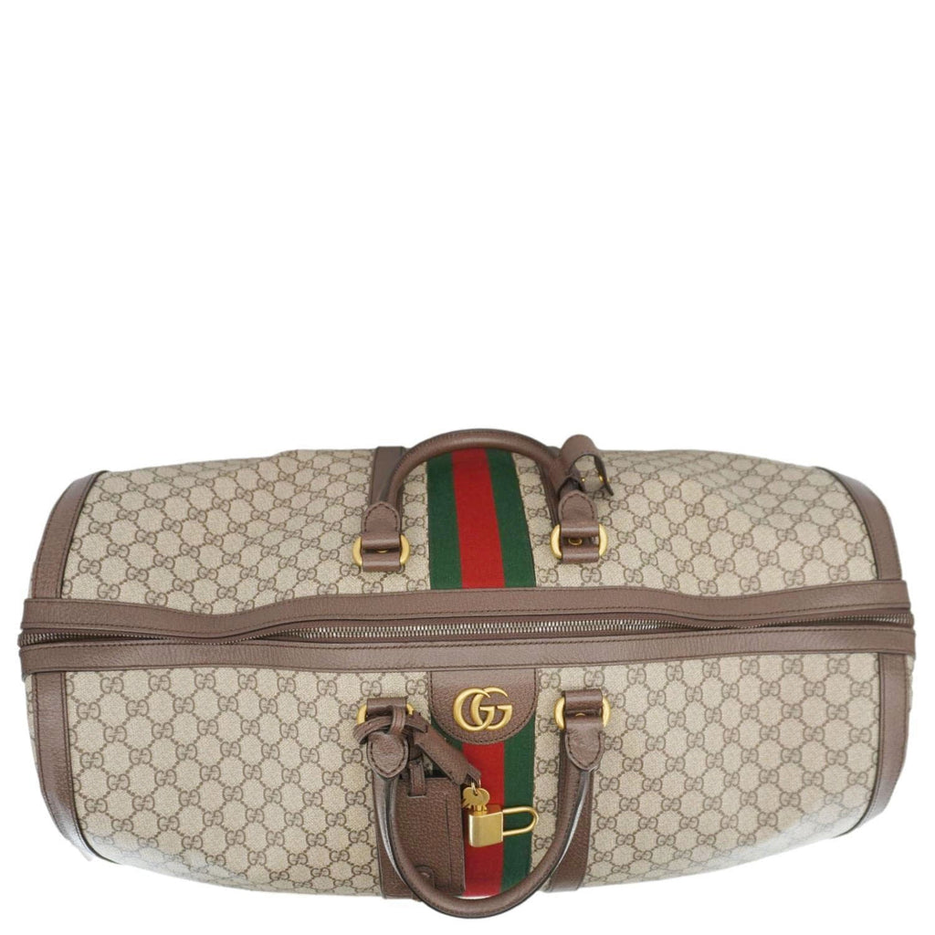 GUCCI Savoy Web Maxi Gucci Supreme Canvas Duffle Bag Beige 724567