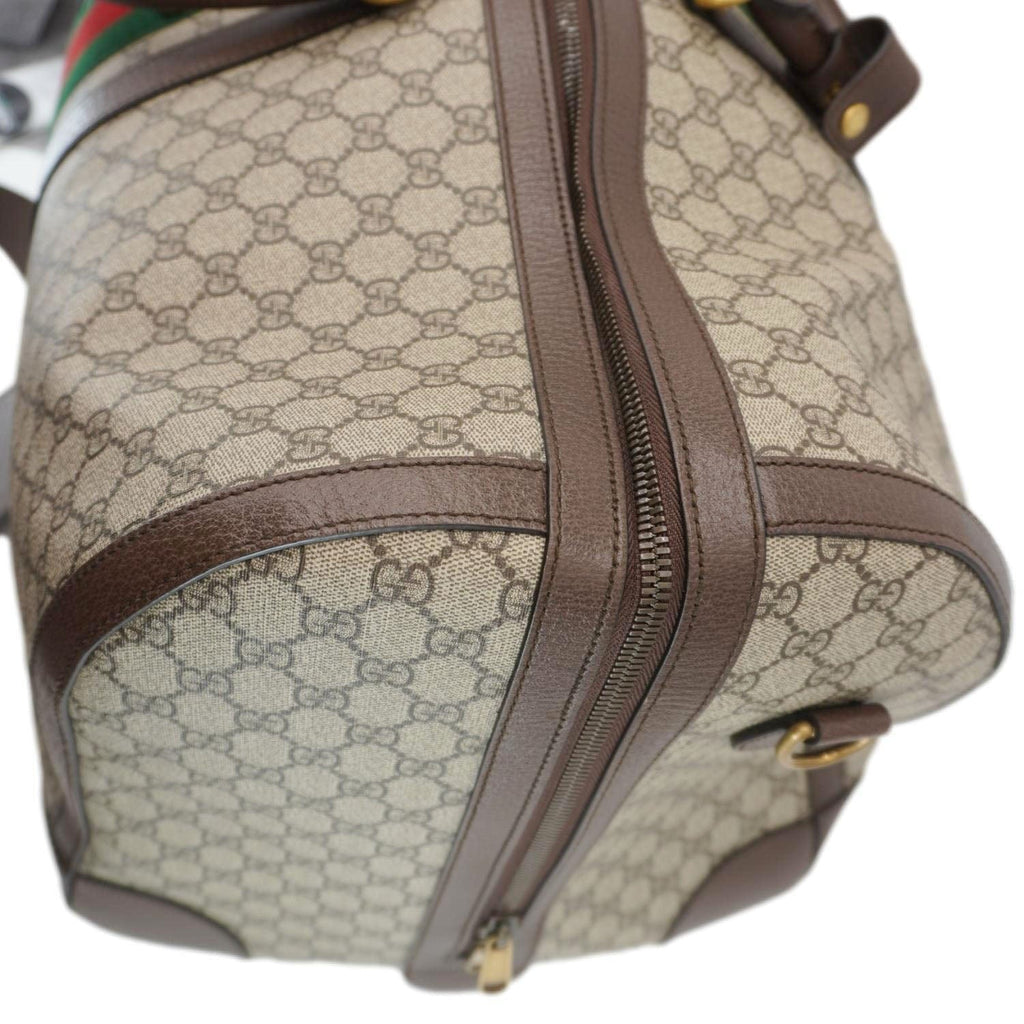 GUCCI Savoy Web Maxi Gucci Supreme Canvas Duffle Bag Beige 724567