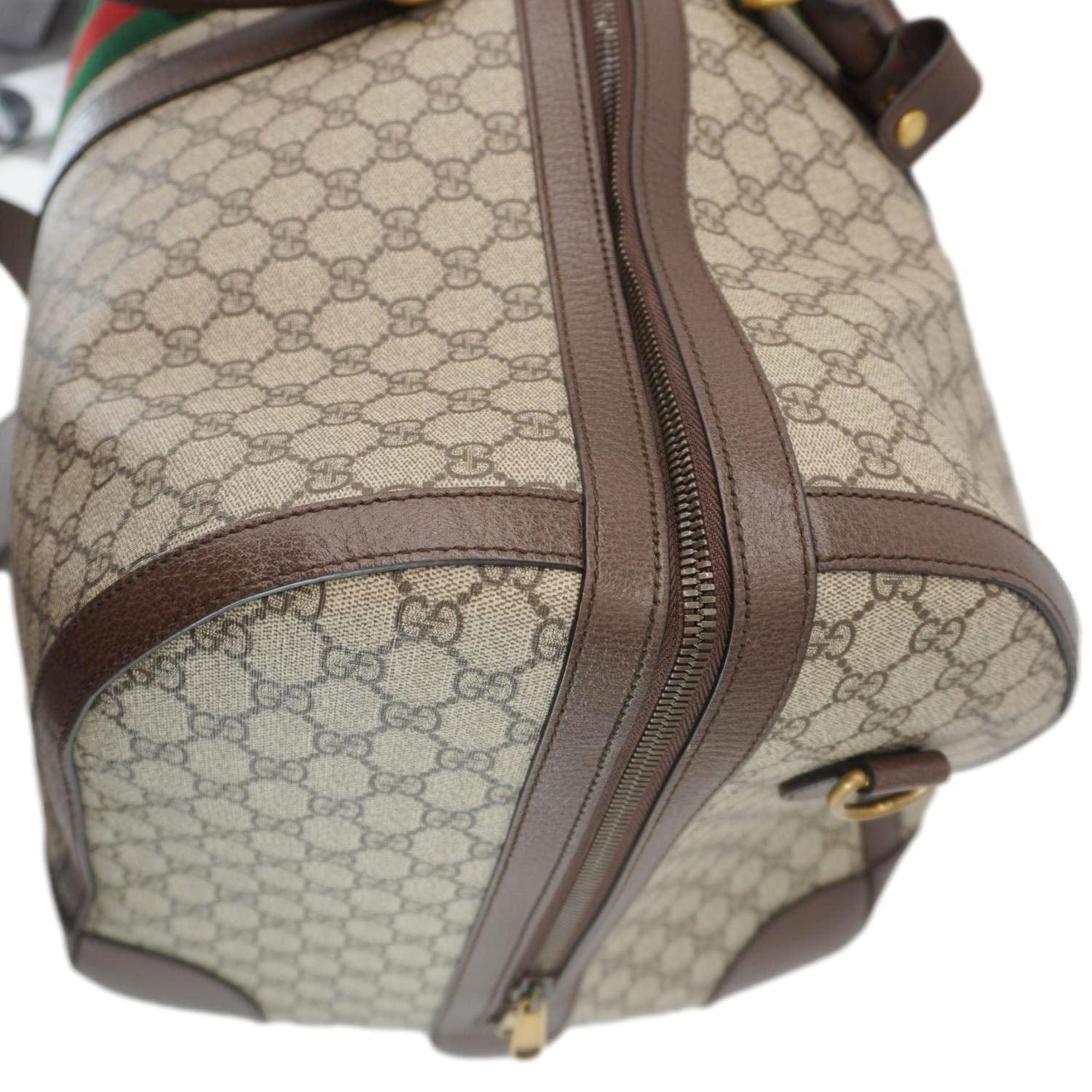 GUCCI Savoy Web Maxi Gucci Supreme Canvas Duffle Bag Beige 724567