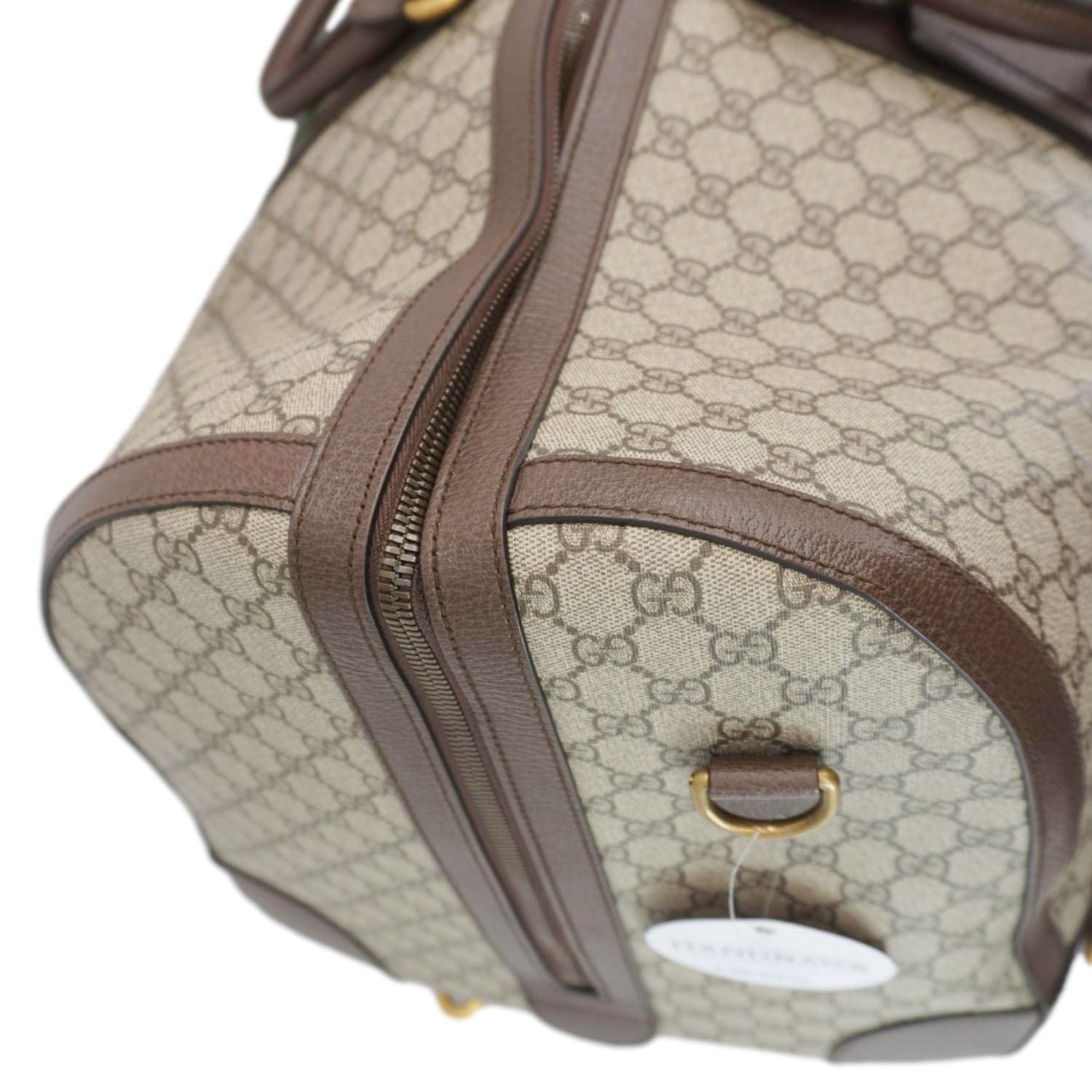 GUCCI Savoy Web Maxi Gucci Supreme Canvas Duffle Bag Beige 724567