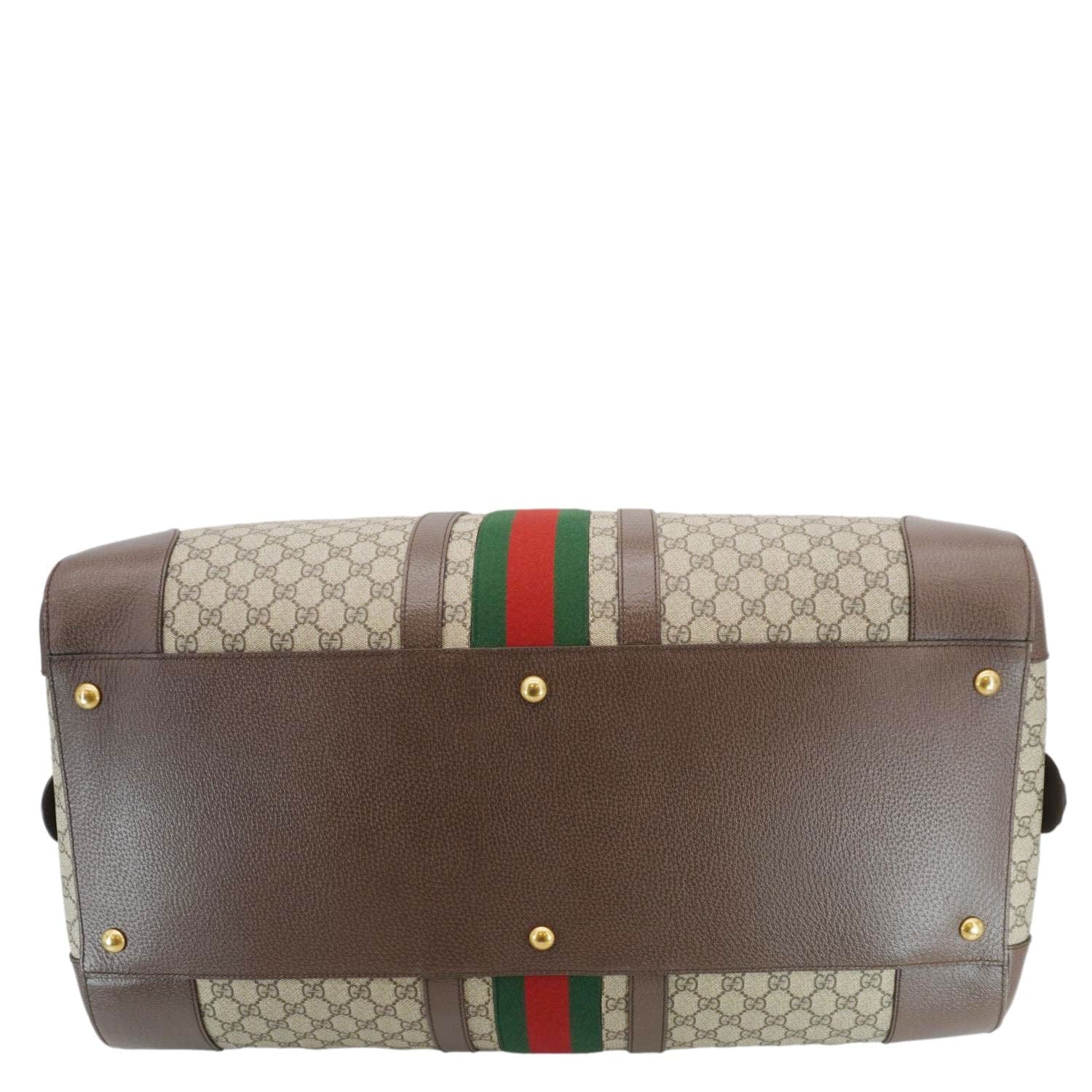 GUCCI Savoy Web Maxi Gucci Supreme Canvas Duffle Bag Beige 724567
