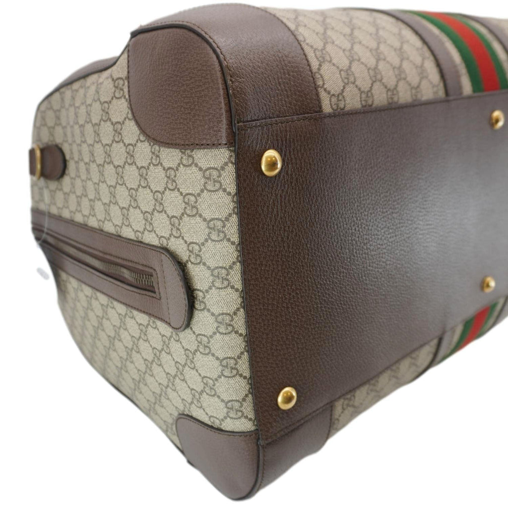 GUCCI Savoy Web Maxi Gucci Supreme Canvas Duffle Bag Beige 724567