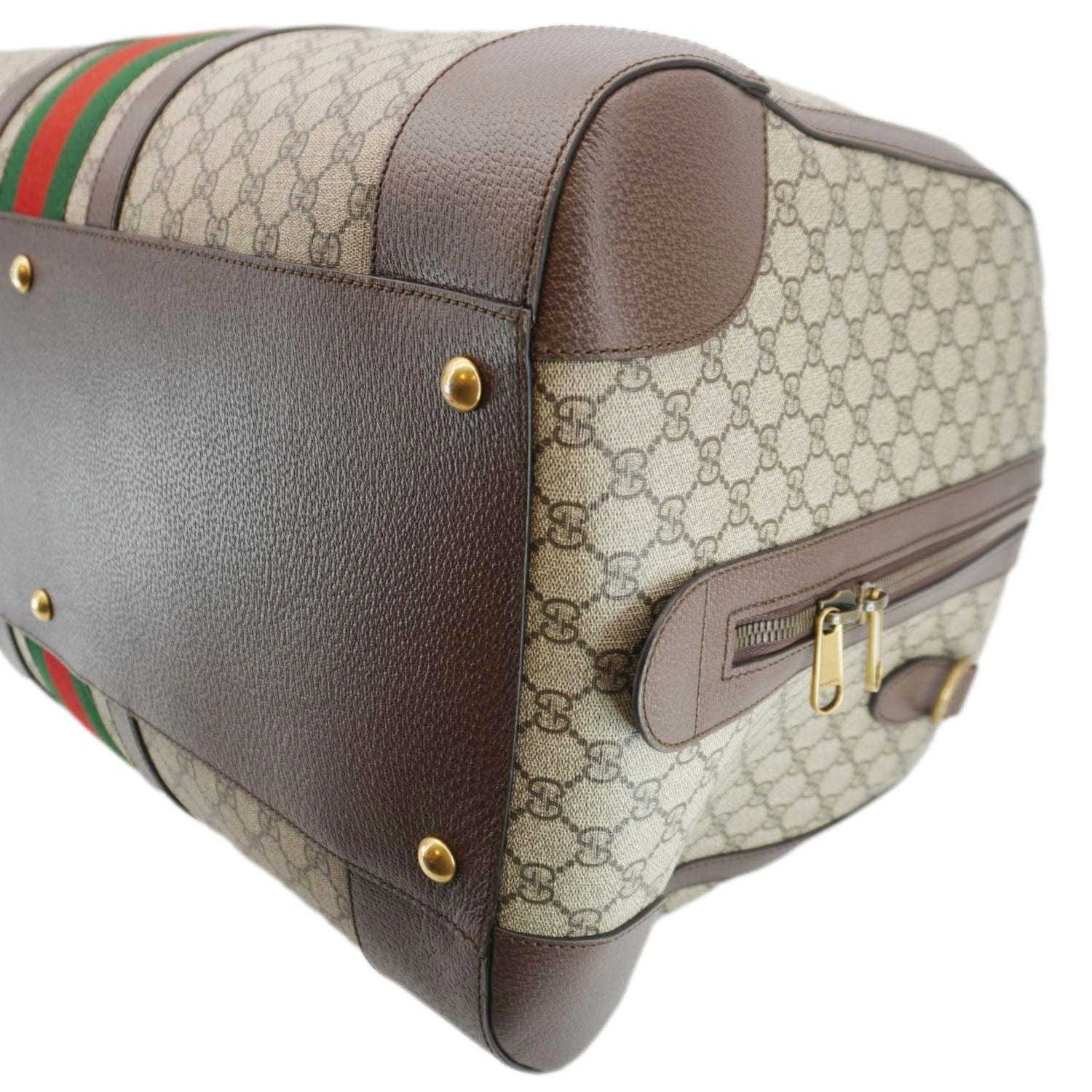GUCCI Savoy Web Maxi Gucci Supreme Canvas Duffle Bag Beige 724567