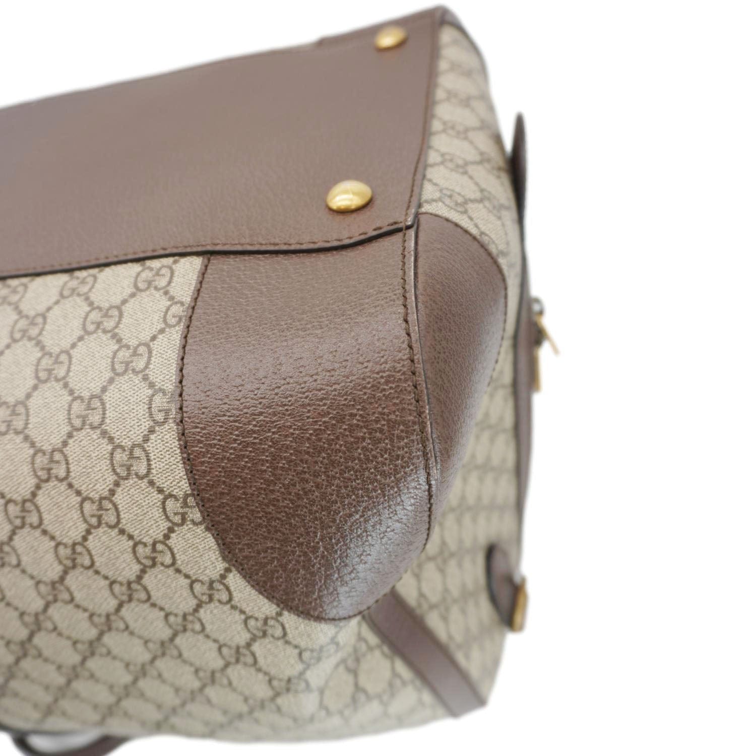 GUCCI Savoy Web Maxi Gucci Supreme Canvas Duffle Bag Beige 724567