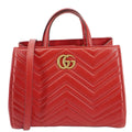 GUCCI Gucci Marmont Calfskin Matelasse Leather Shoulder Bag Red 448054