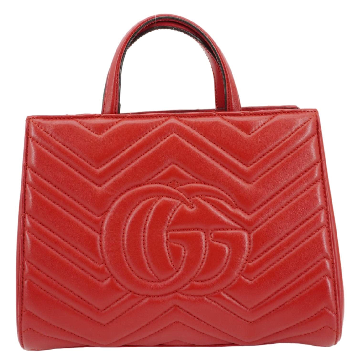 GUCCI Gucci Marmont Calfskin Matelasse Leather Shoulder Bag Red 448054