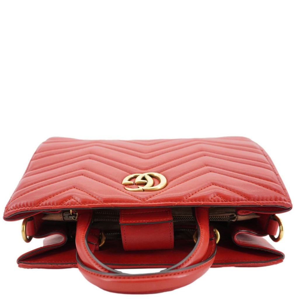 GUCCI Gucci Marmont Calfskin Matelasse Leather Shoulder Bag Red 448054