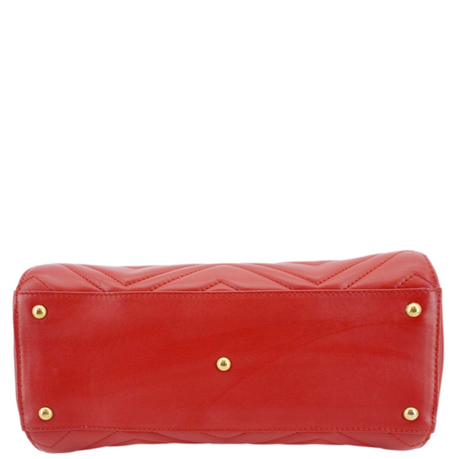 GUCCI Gucci Marmont Calfskin Matelasse Leather Shoulder Bag Red 448054
