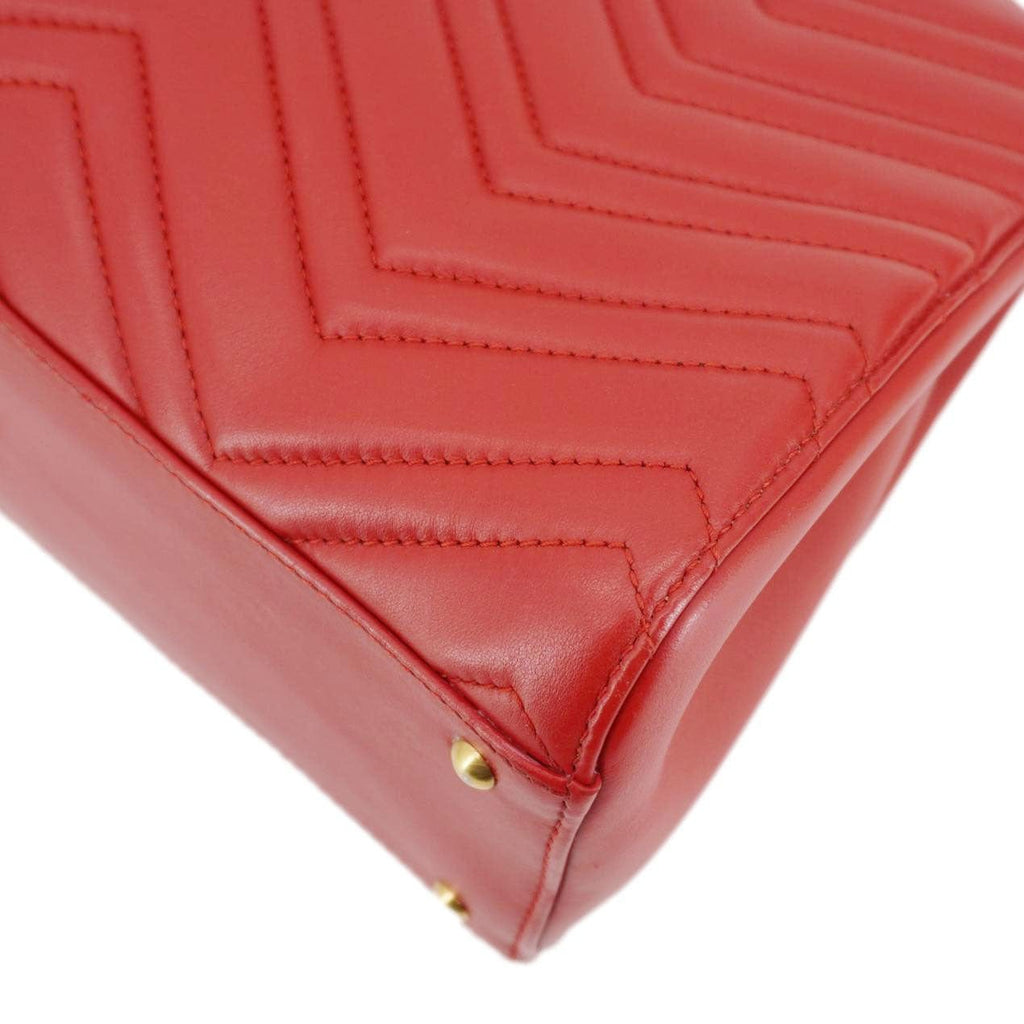 GUCCI Gucci Marmont Calfskin Matelasse Leather Shoulder Bag Red 448054