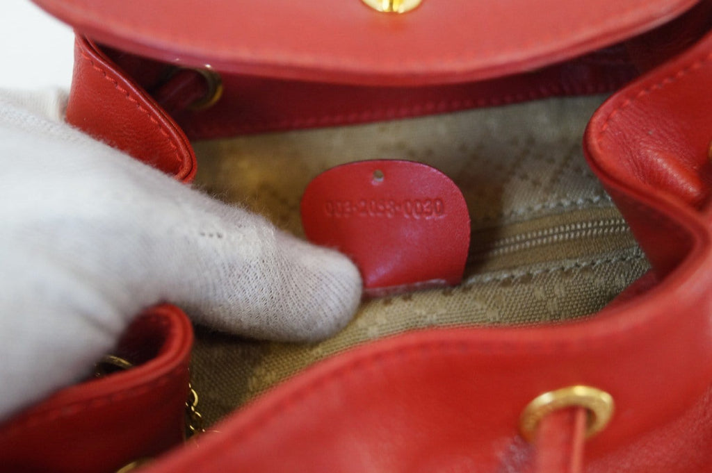 GUCCI Bamboo Leather Red Backpack Bag