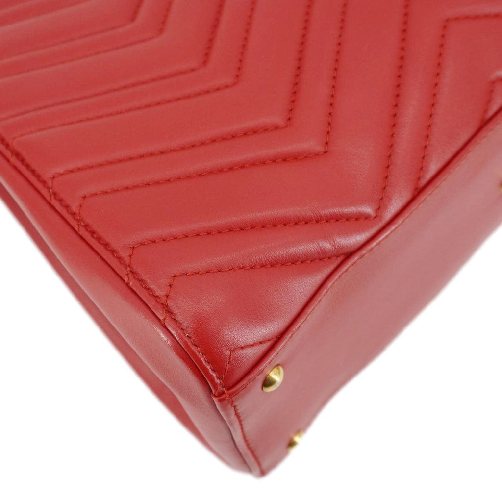 GUCCI Gucci Marmont Calfskin Matelasse Leather Shoulder Bag Red 448054