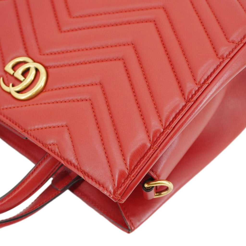 GUCCI Gucci Marmont Calfskin Matelasse Leather Shoulder Bag Red 448054