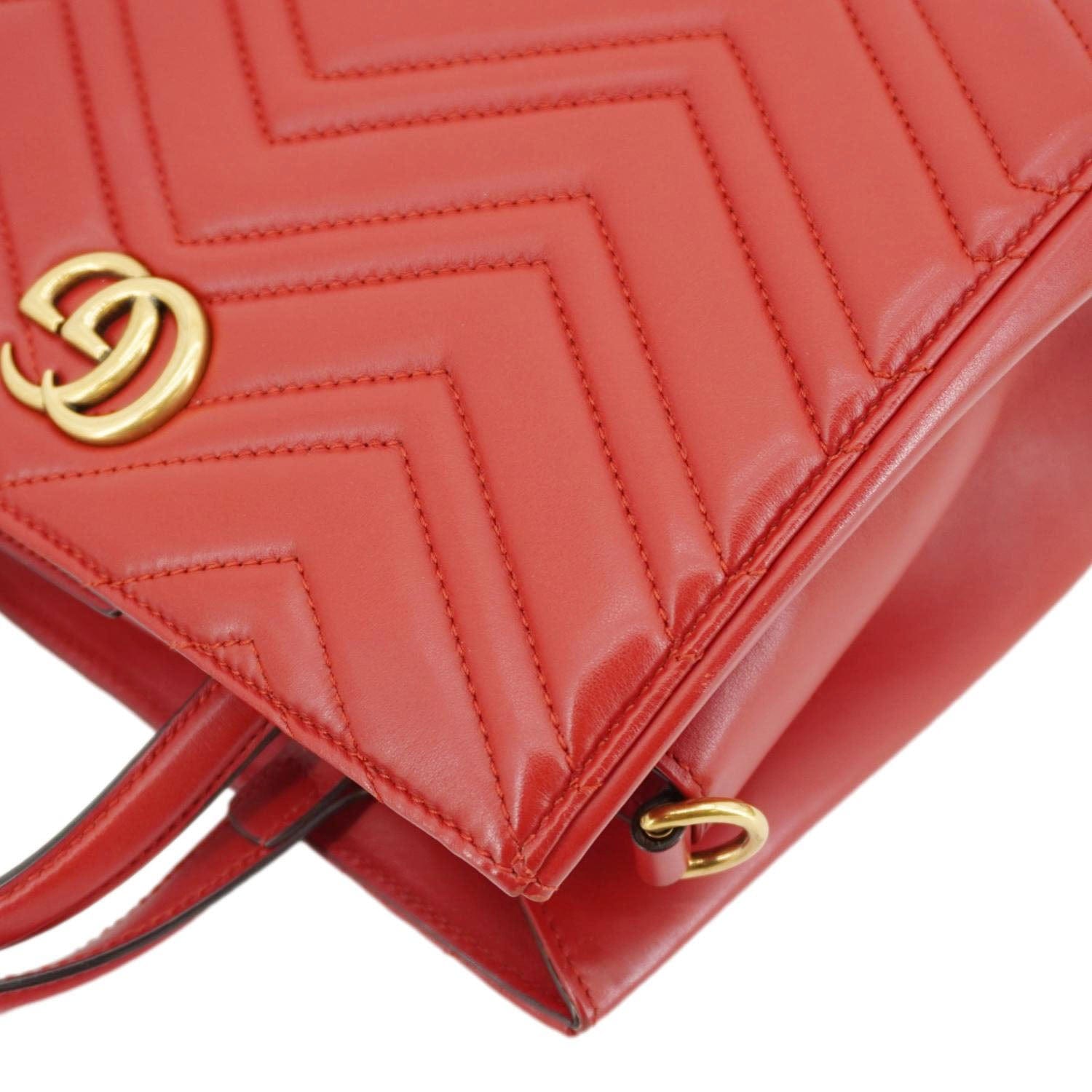 GUCCI Gucci Marmont Calfskin Matelasse Leather Shoulder Bag Red 448054