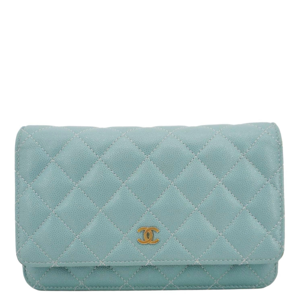 Chanel Wallet On Chain Quilted Caviar Leather Crossbody Bag Sea Green