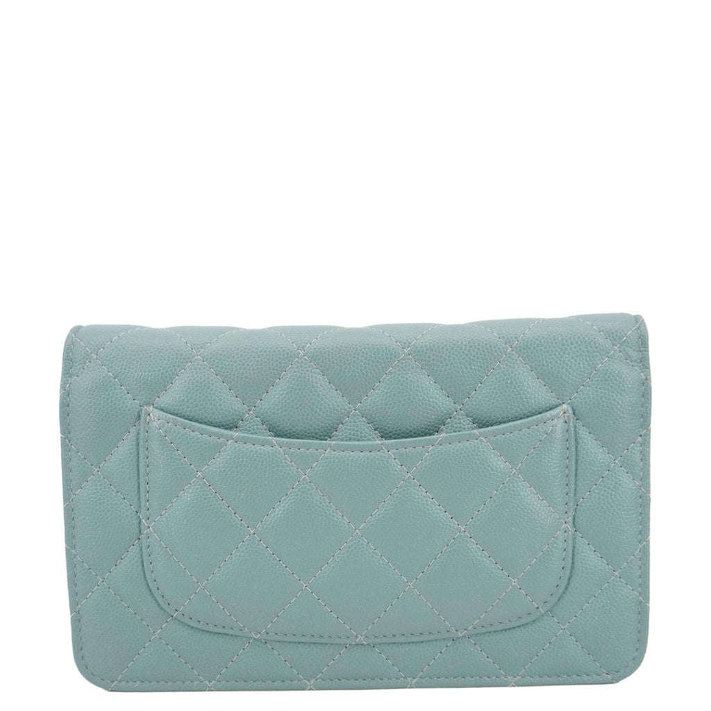 Chanel Wallet On Chain Quilted Caviar Leather Crossbody Bag Sea Green