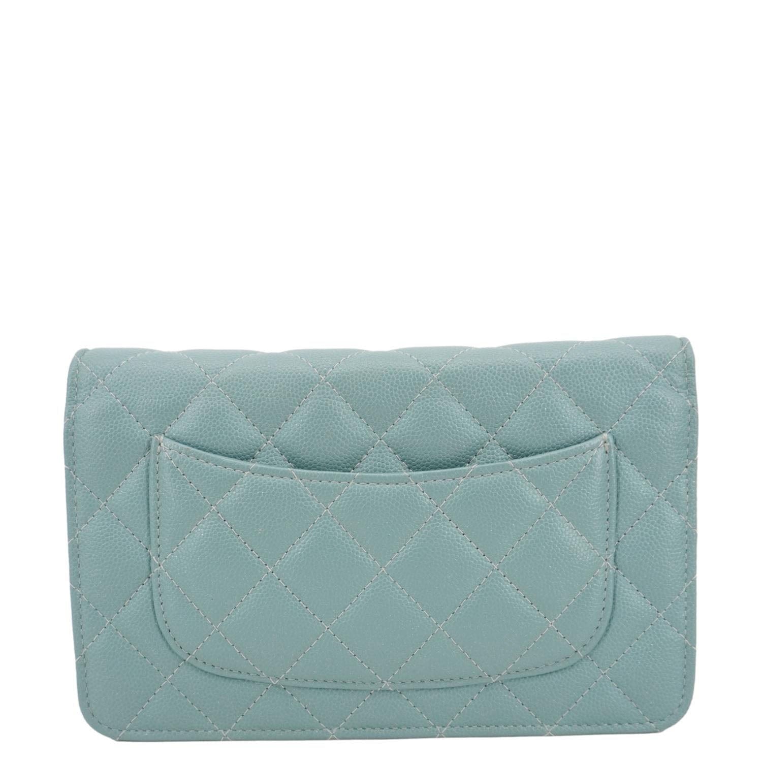 Chanel Wallet On Chain Quilted Caviar Leather Crossbody Bag Sea Green