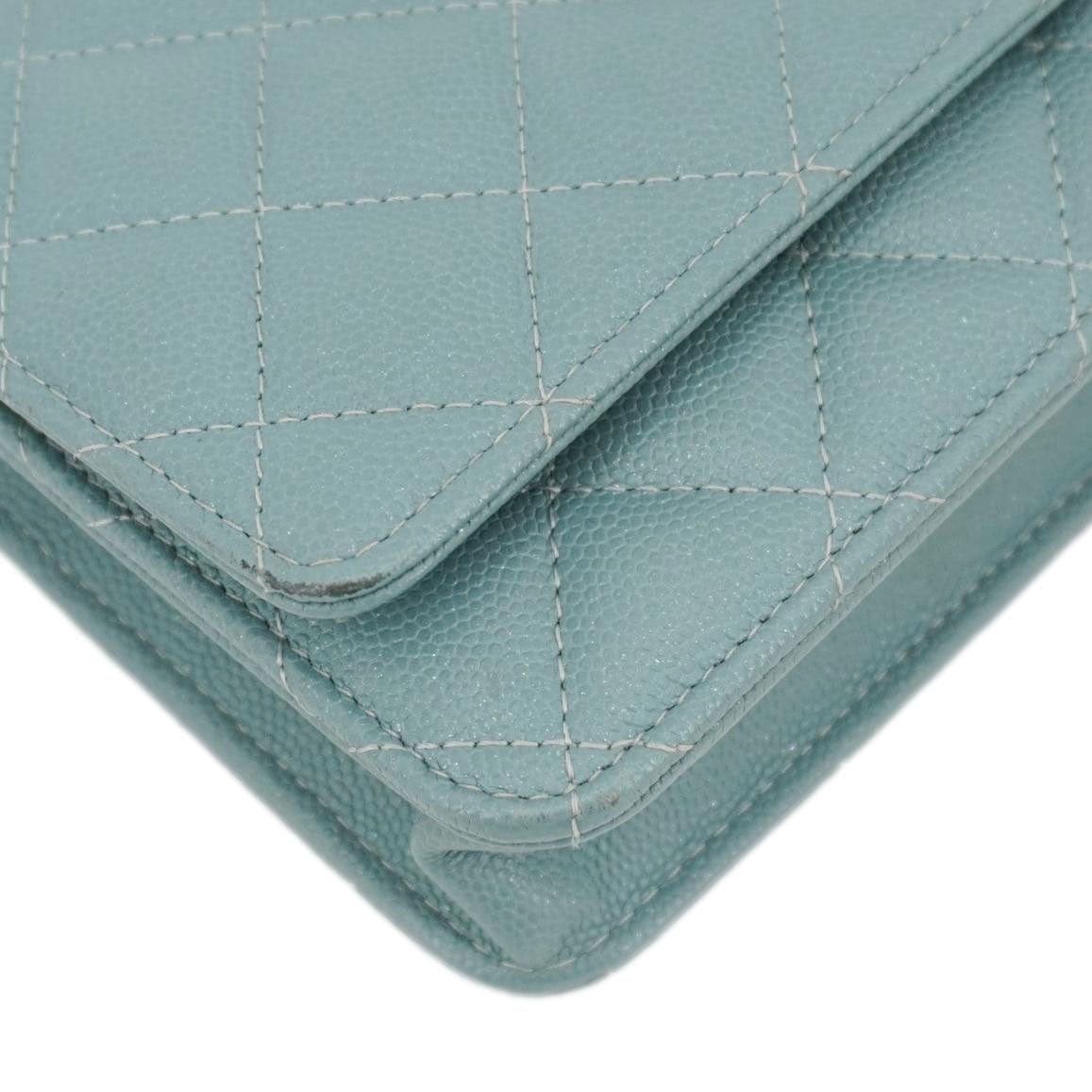 Chanel Wallet On Chain Quilted Caviar Leather Crossbody Bag Sea Green