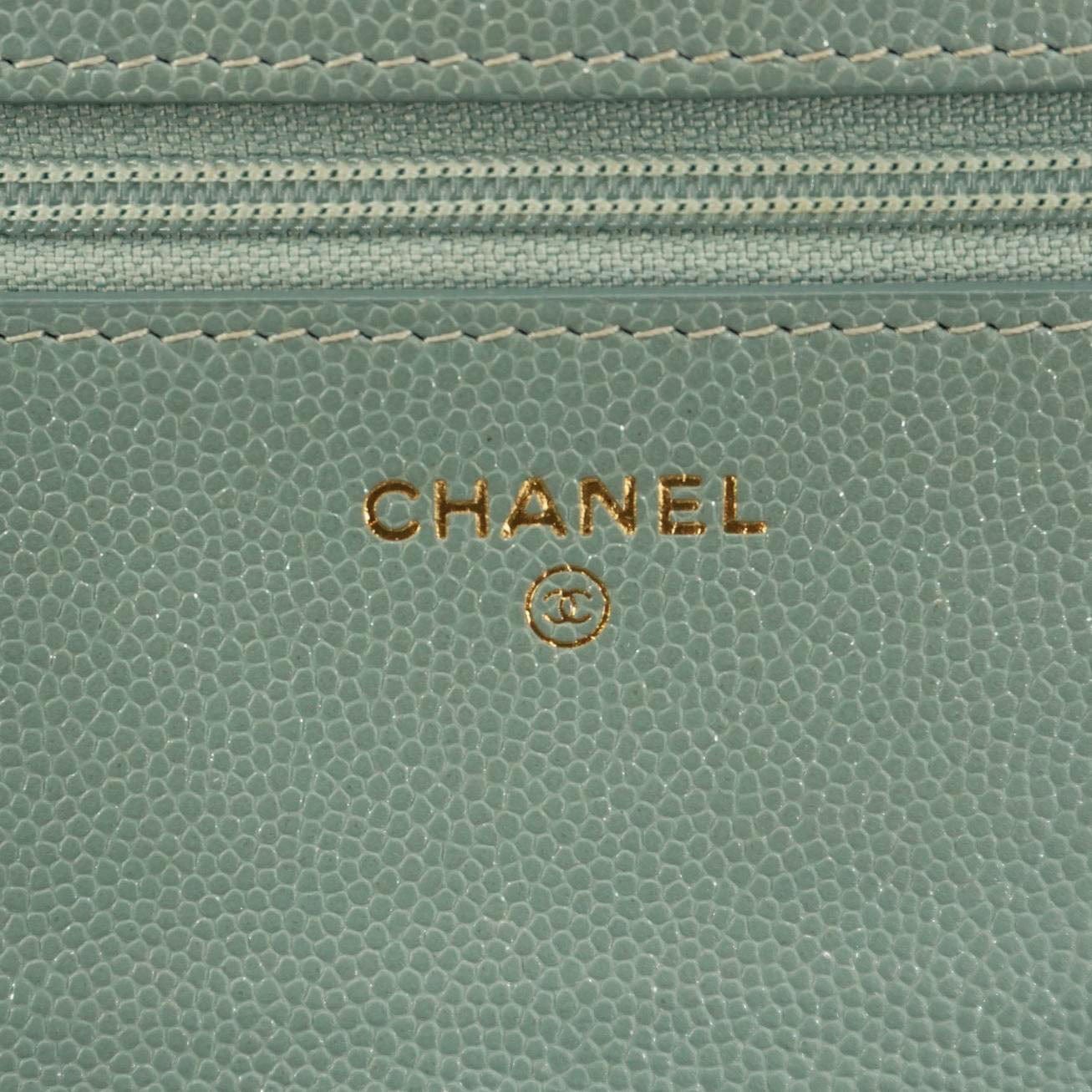 Chanel Wallet On Chain Quilted Caviar Leather Crossbody Bag Sea Green