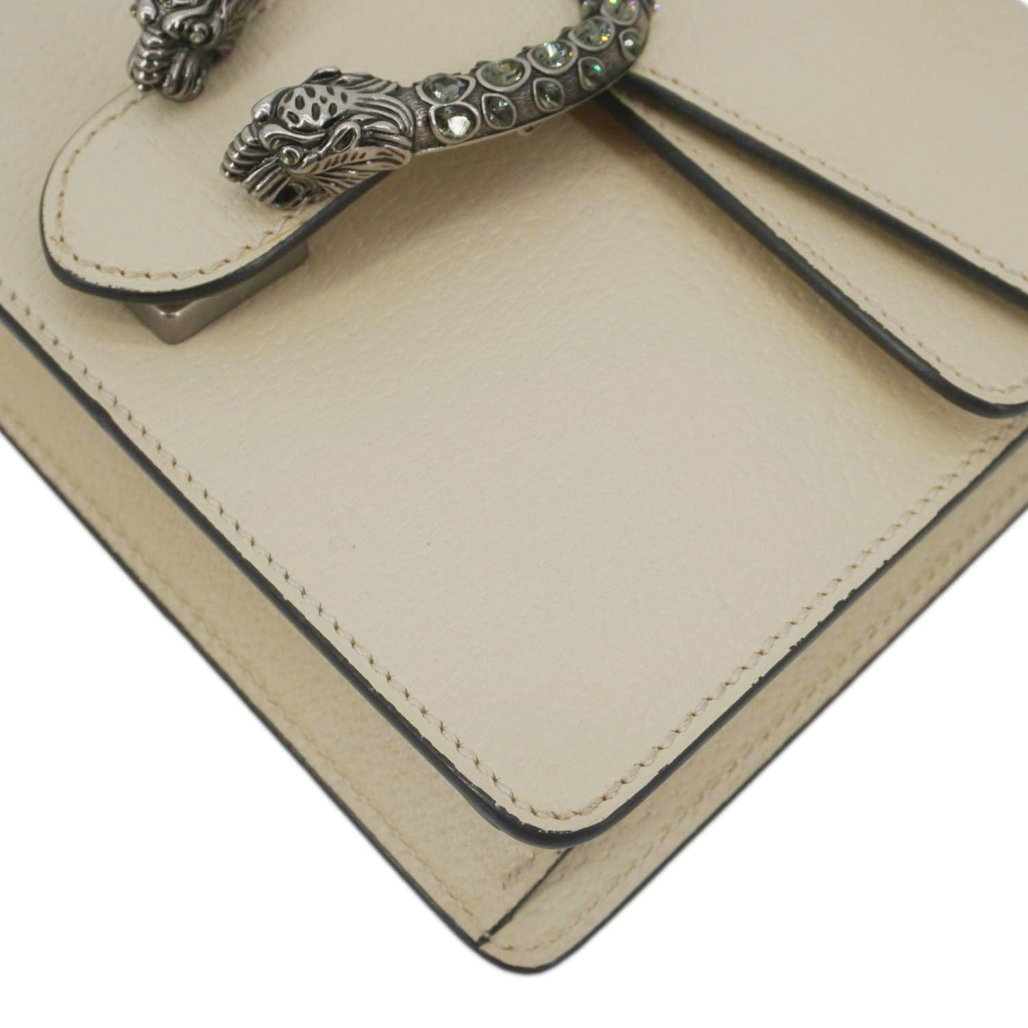 GUCCI Dionysus Mini Leather Crossbody Bag Cream 421970