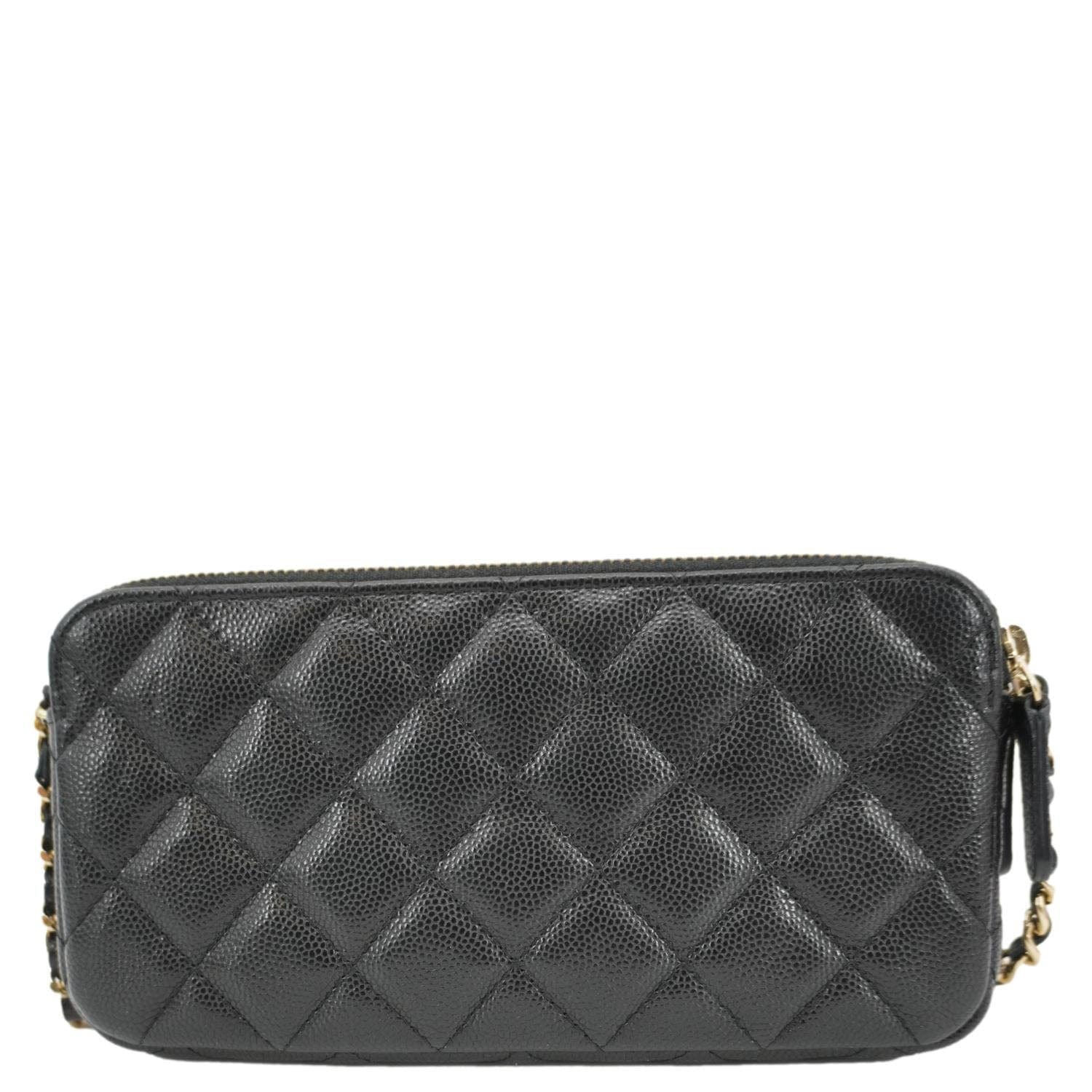 Chanel Wallet on Chain Double Zip Caviar Leather Crossbody Bag Black