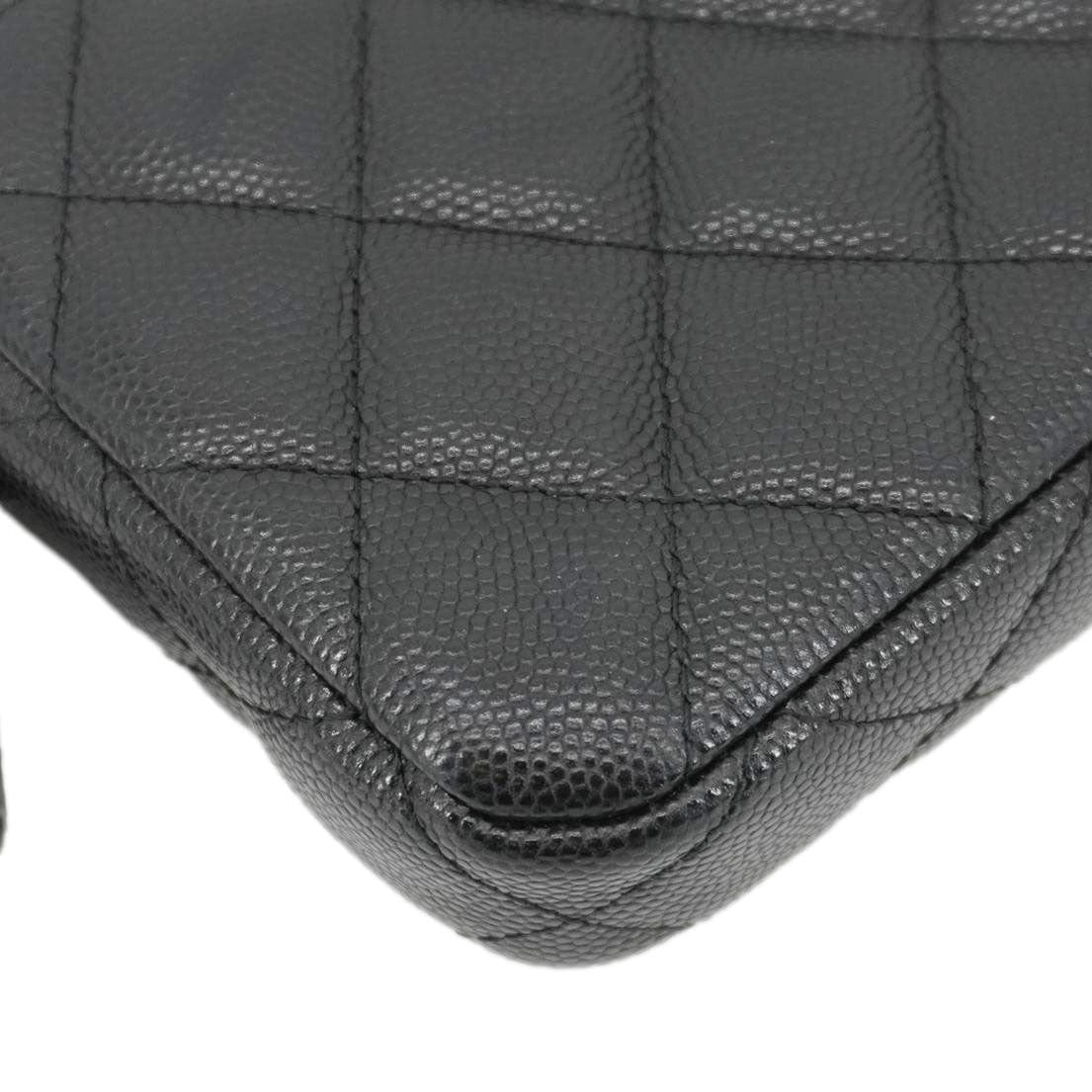 Chanel Wallet on Chain Double Zip Caviar Leather Crossbody Bag Black