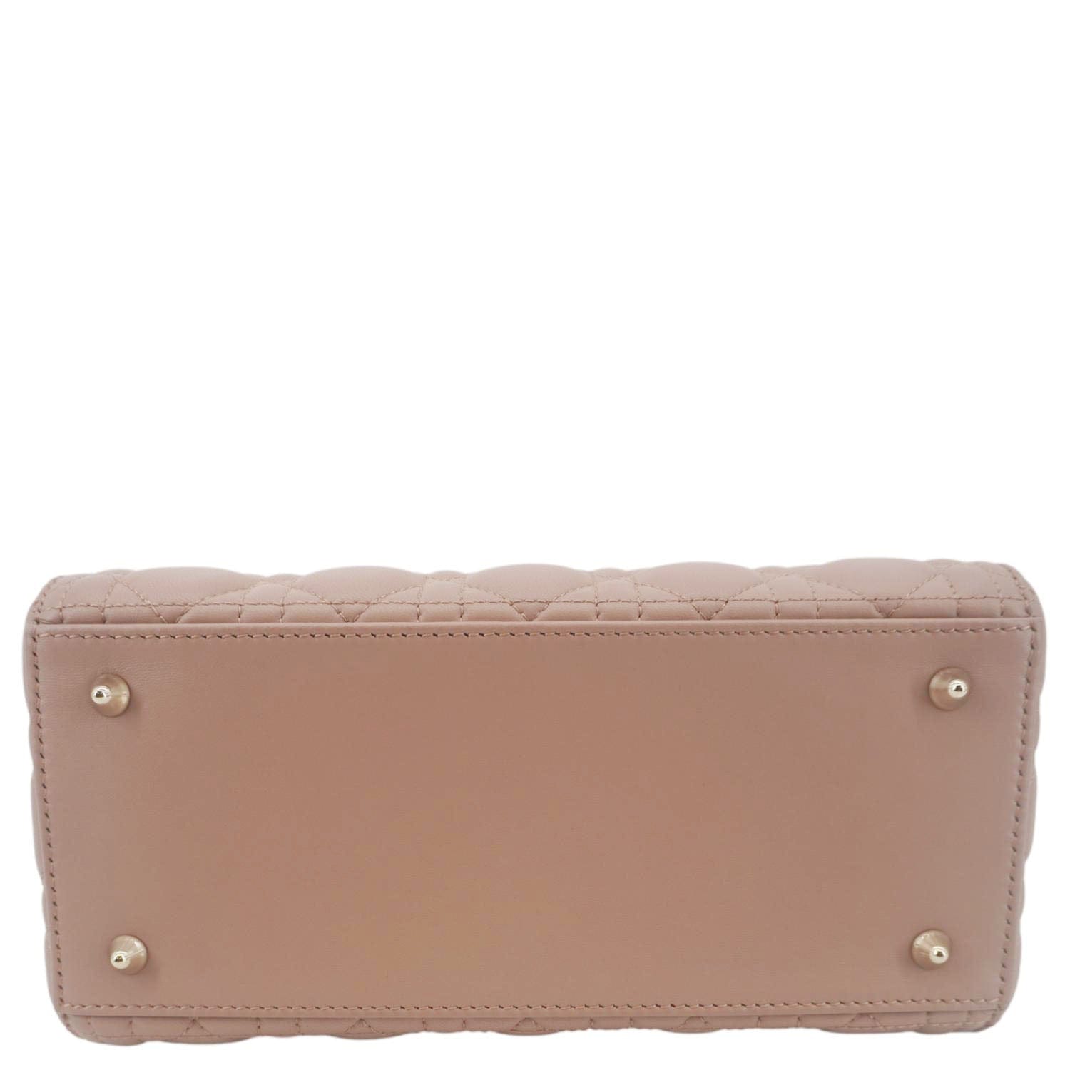 CHRISTIAN DIOR Lady Dior Medium Cannage Leather Crossbody Bag Rose Pink