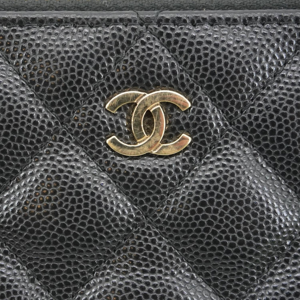 Chanel Wallet on Chain Double Zip Caviar Leather Crossbody Bag Black