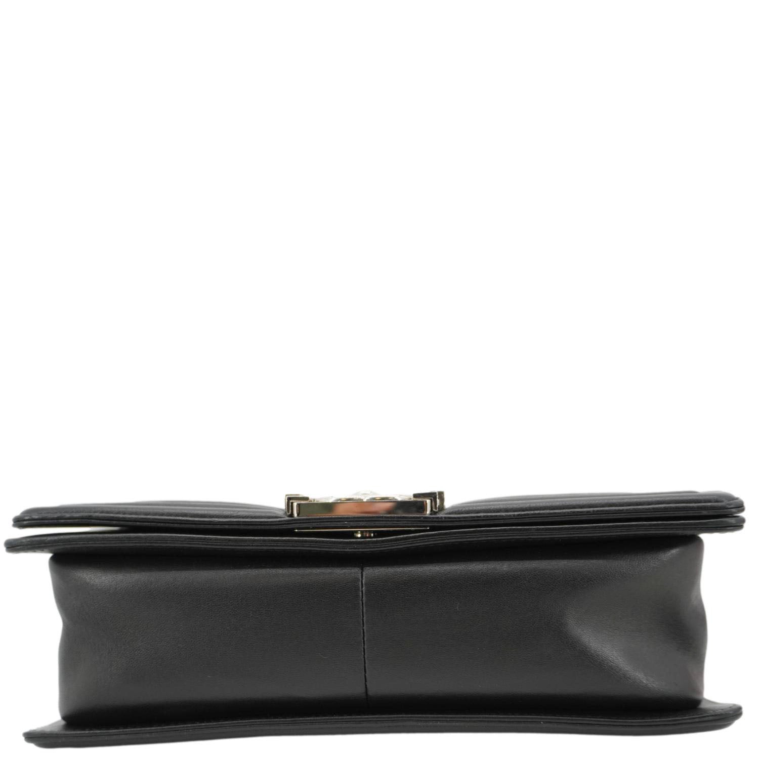 Chanel Boy Flap Chevron Leather with Holographic PVC Crossbody Bag Black