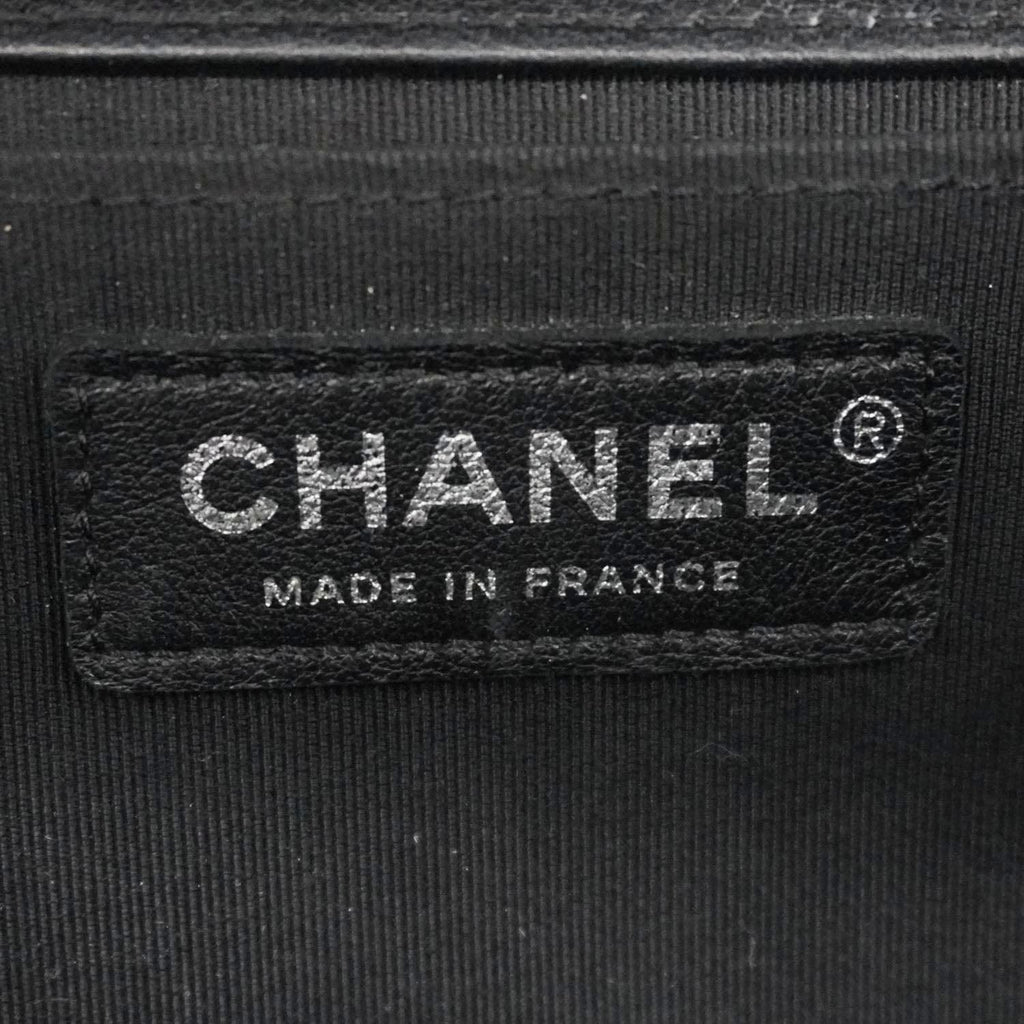Chanel Boy Flap Chevron Leather with Holographic PVC Crossbody Bag Black