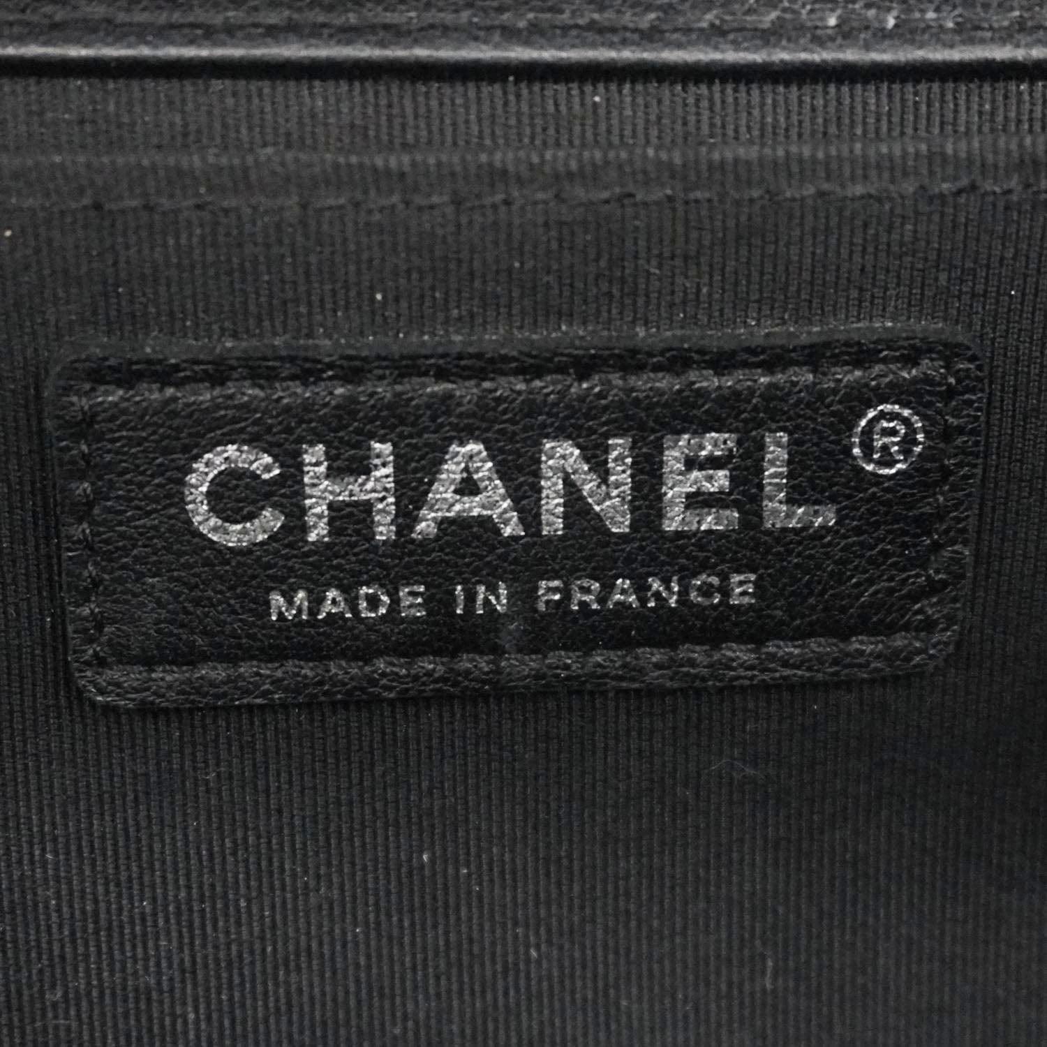 Chanel Boy Flap Chevron Leather with Holographic PVC Crossbody Bag Black