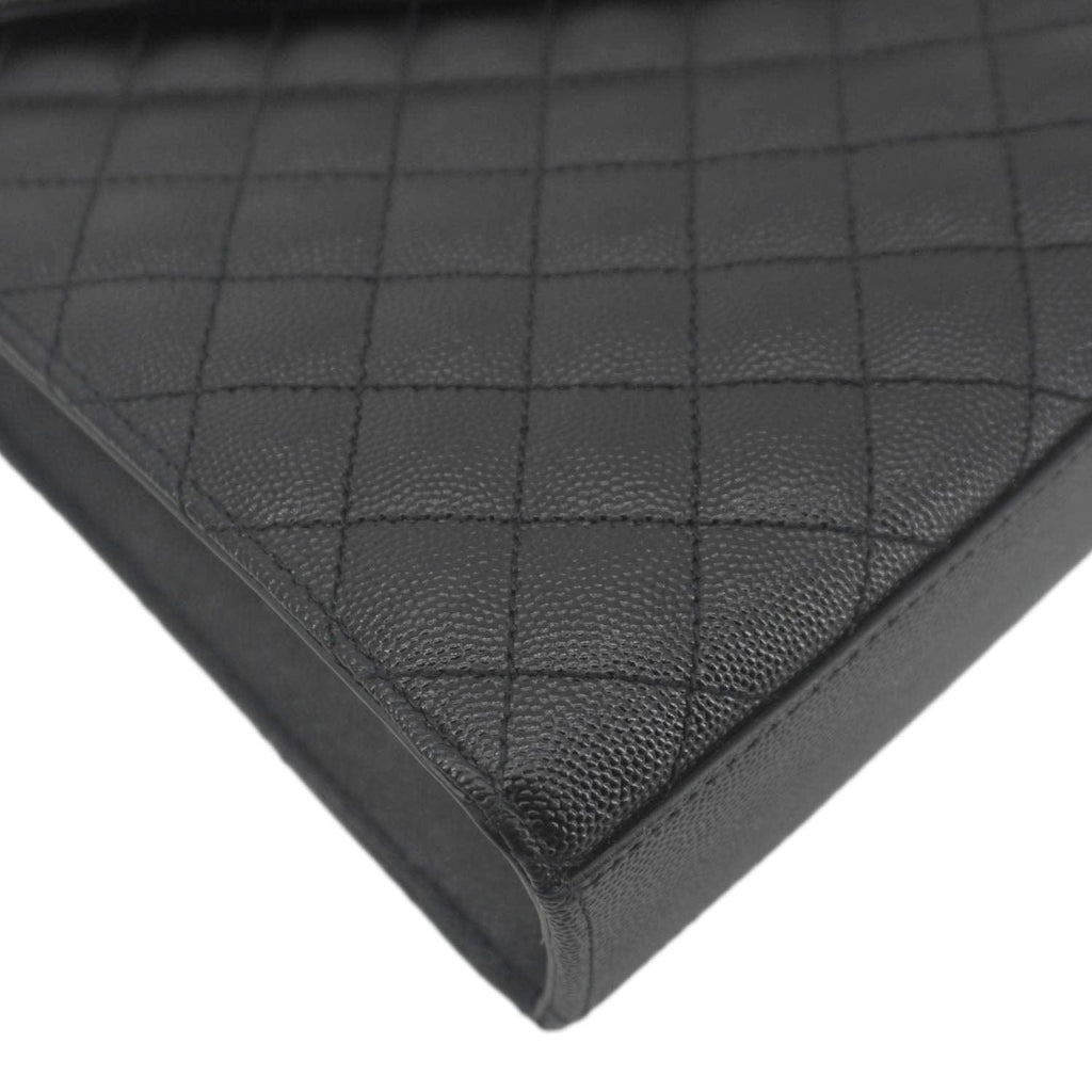 YVES SAINT LAURENT Envelope Flap Leather Chain Shoulder Bag Black