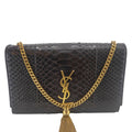 YVES SAINT LAURENT Kate Python Leather Chain Crossbody Bag Black