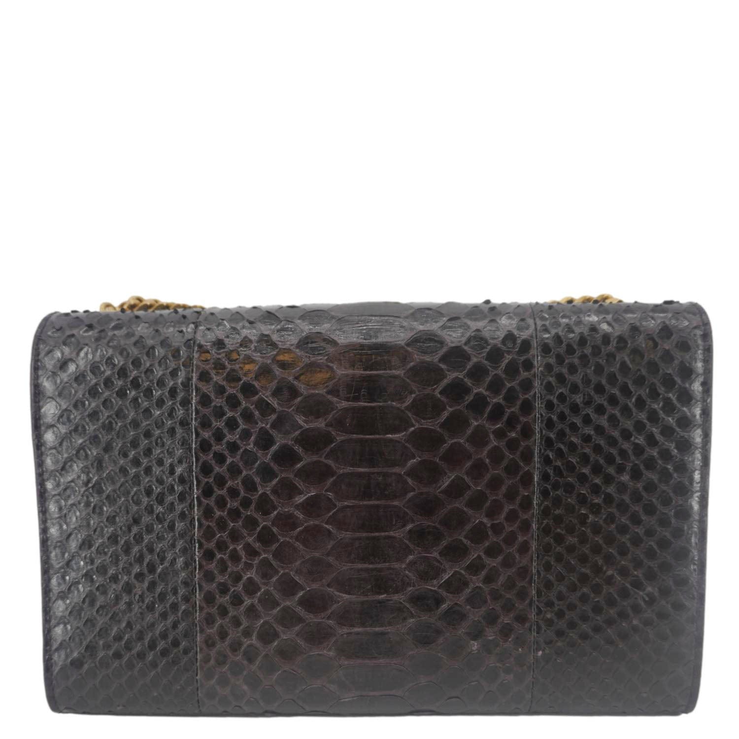 YVES SAINT LAURENT Kate Python Leather Chain Crossbody Bag Black