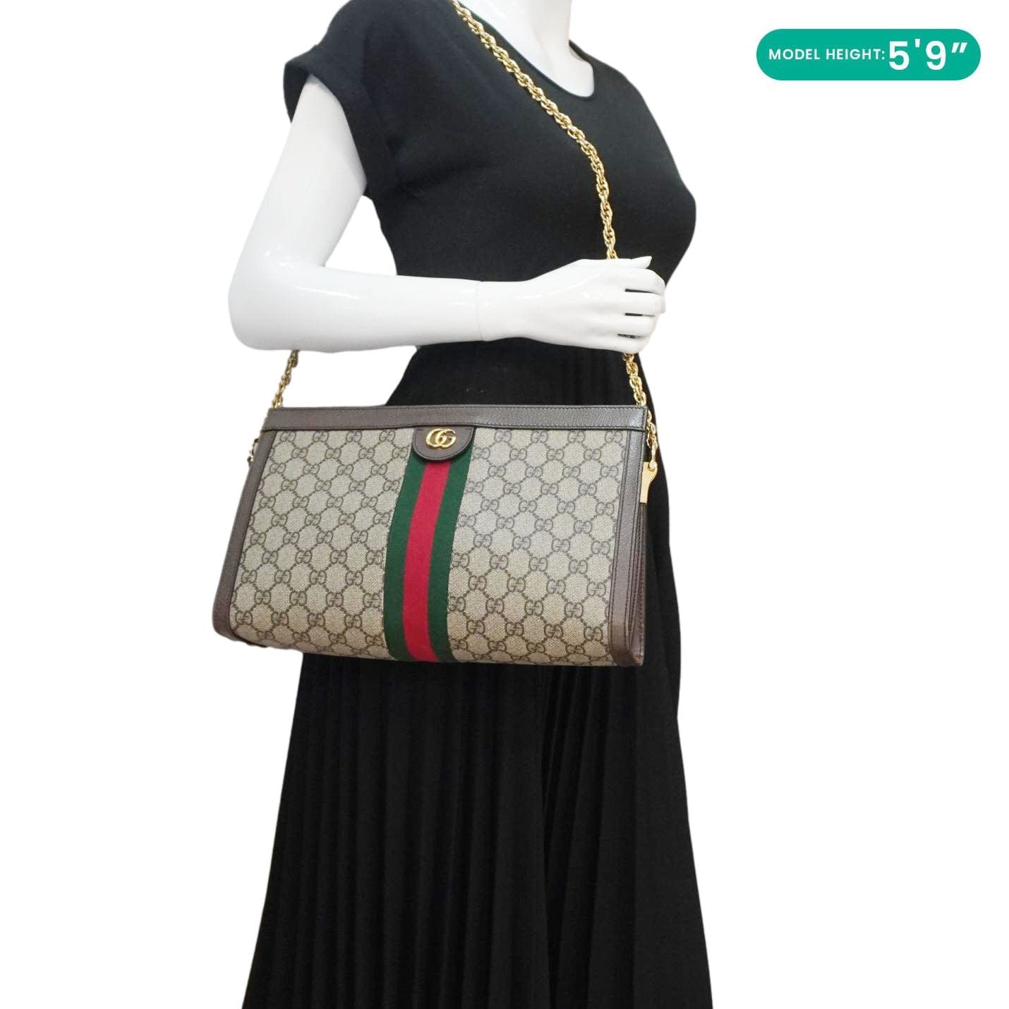 GUCCI Ophidia Medium Gucci Supreme Canvas Shoulder Bag Beige 503876