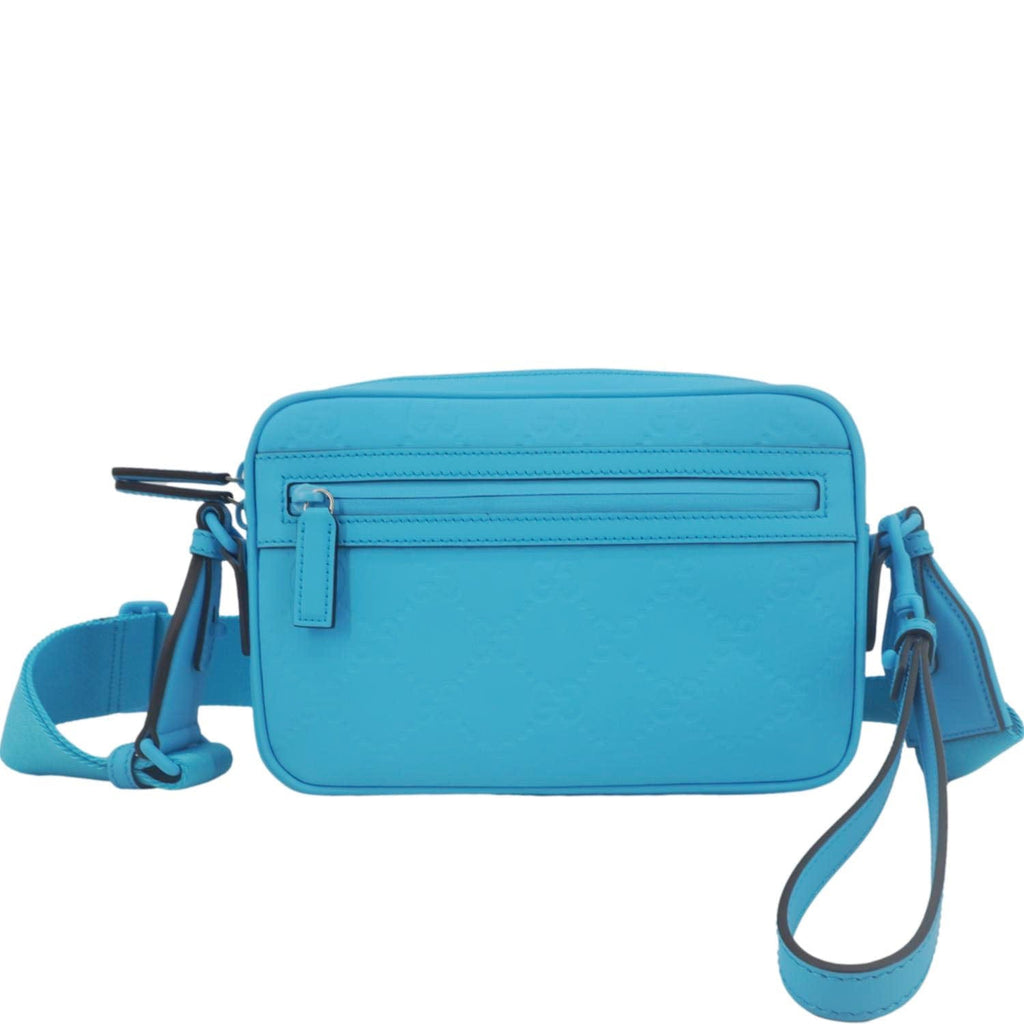 GUCCI Gucci Small Rubber-effect Leather Crossbody Bag Bright Blue 771293