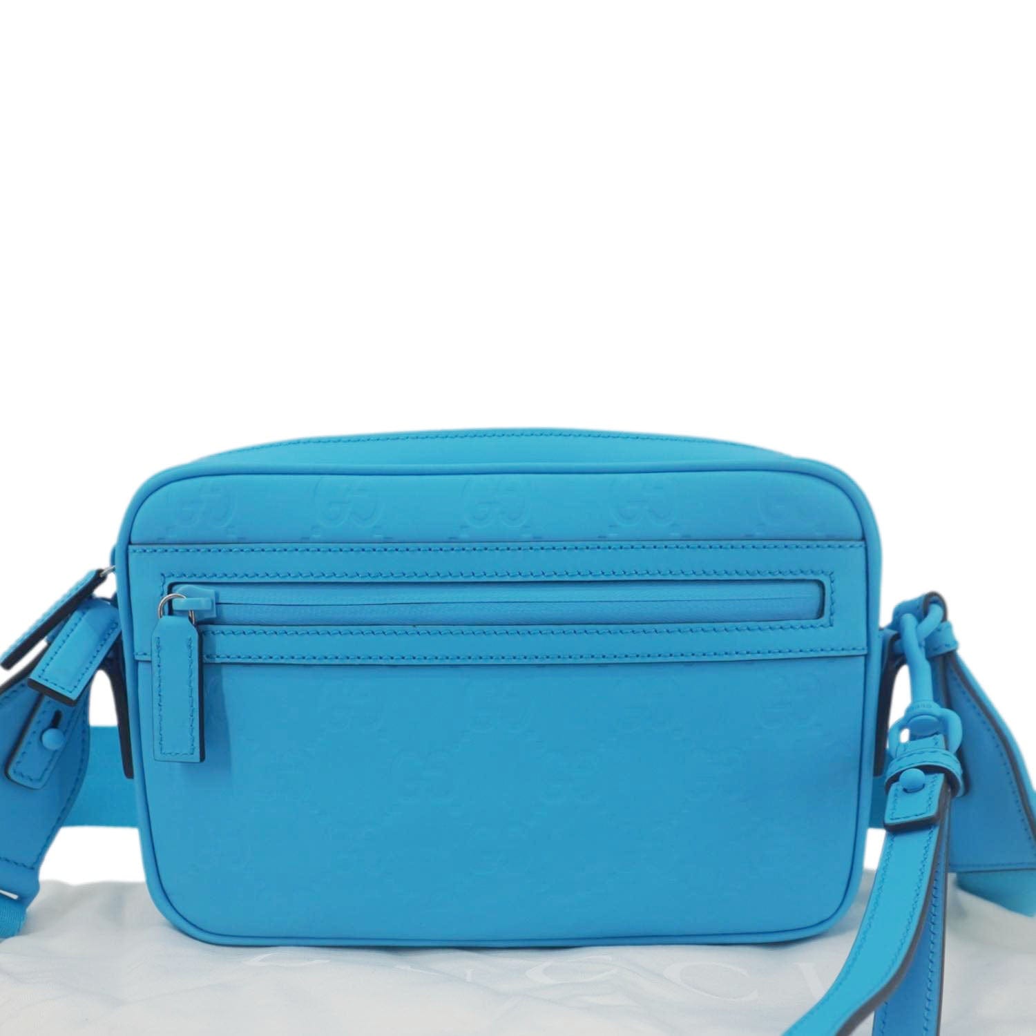 GUCCI Gucci Small Rubber-effect Leather Crossbody Bag Bright Blue 771293