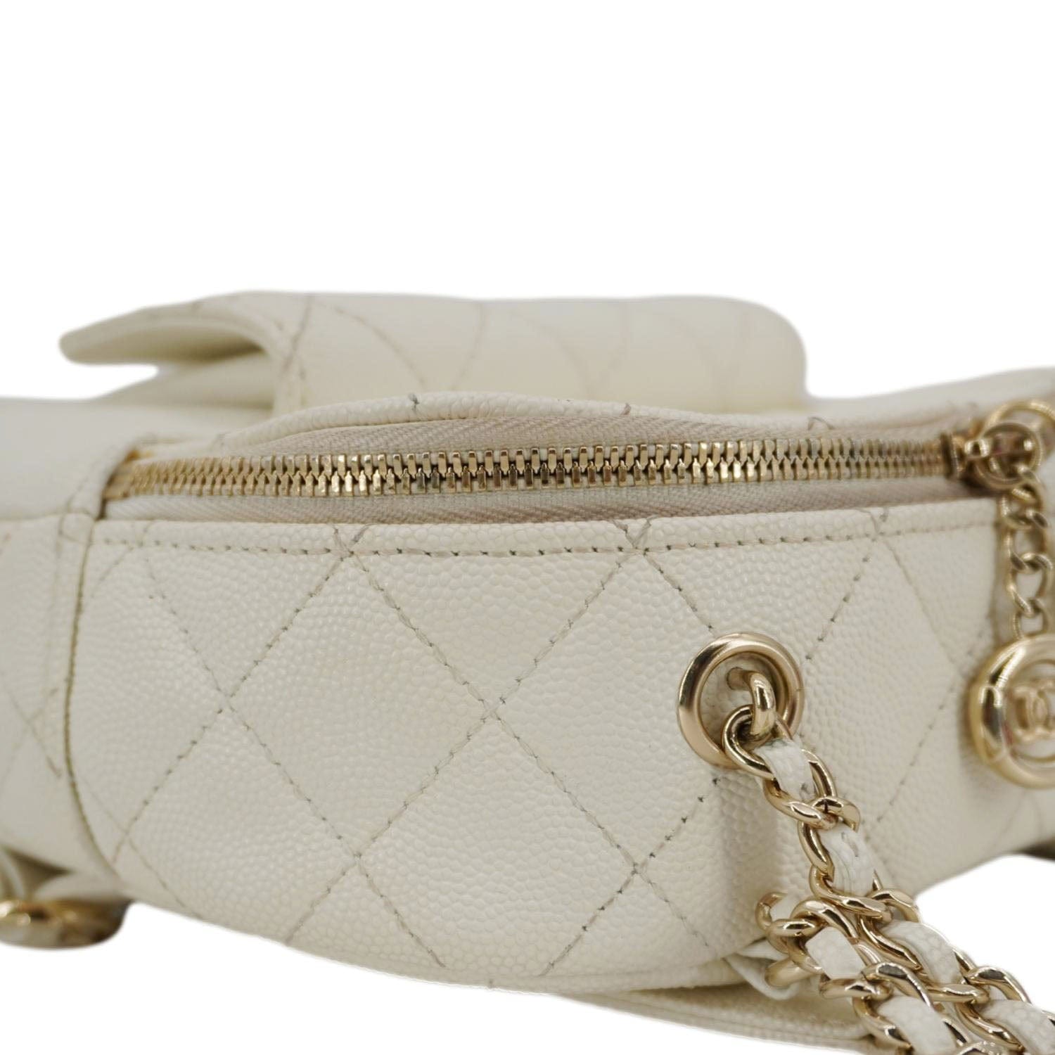 Chanel CC Day Small Caviar Quilted Leather Backpack White